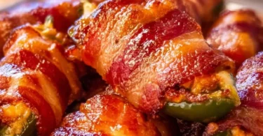 Bacon wrapped jalapeno poppers ready to be served as a delicious appetizer.