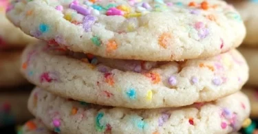 Homemade birthday cake cookies fresh from the oven