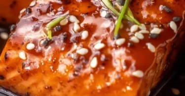 Bourbon Glazed Salmon cooked to perfection with a rich glaze