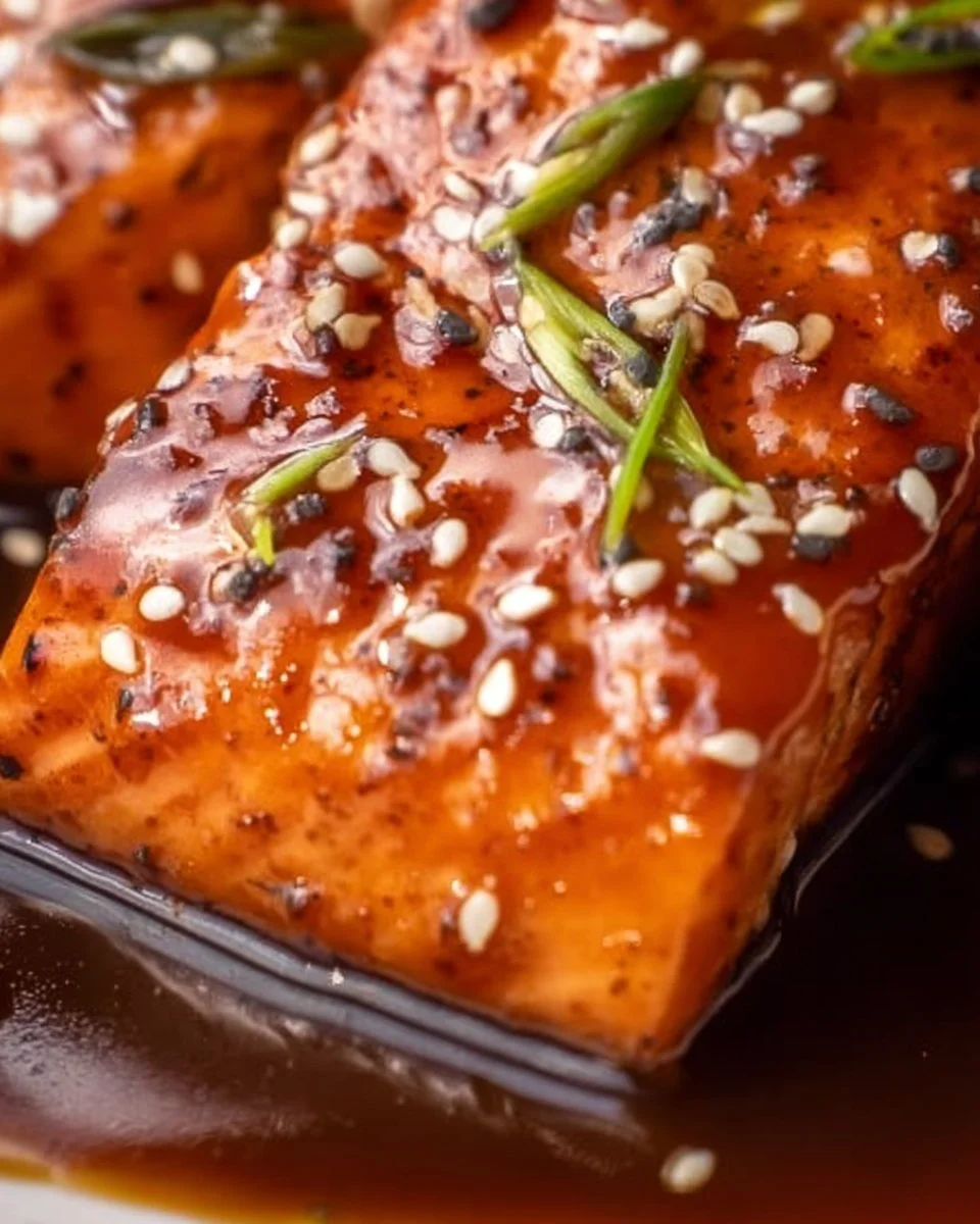 Bourbon Glazed Salmon cooked to perfection with a rich glaze