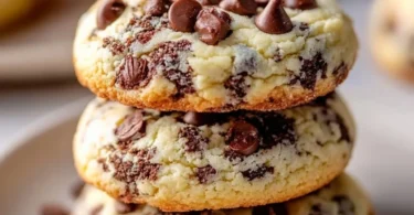 Delicious chocolate chip cheesecake cookies on a cooling rack