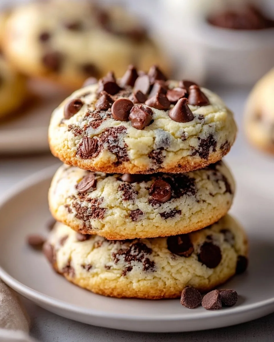 Delicious chocolate chip cheesecake cookies on a cooling rack