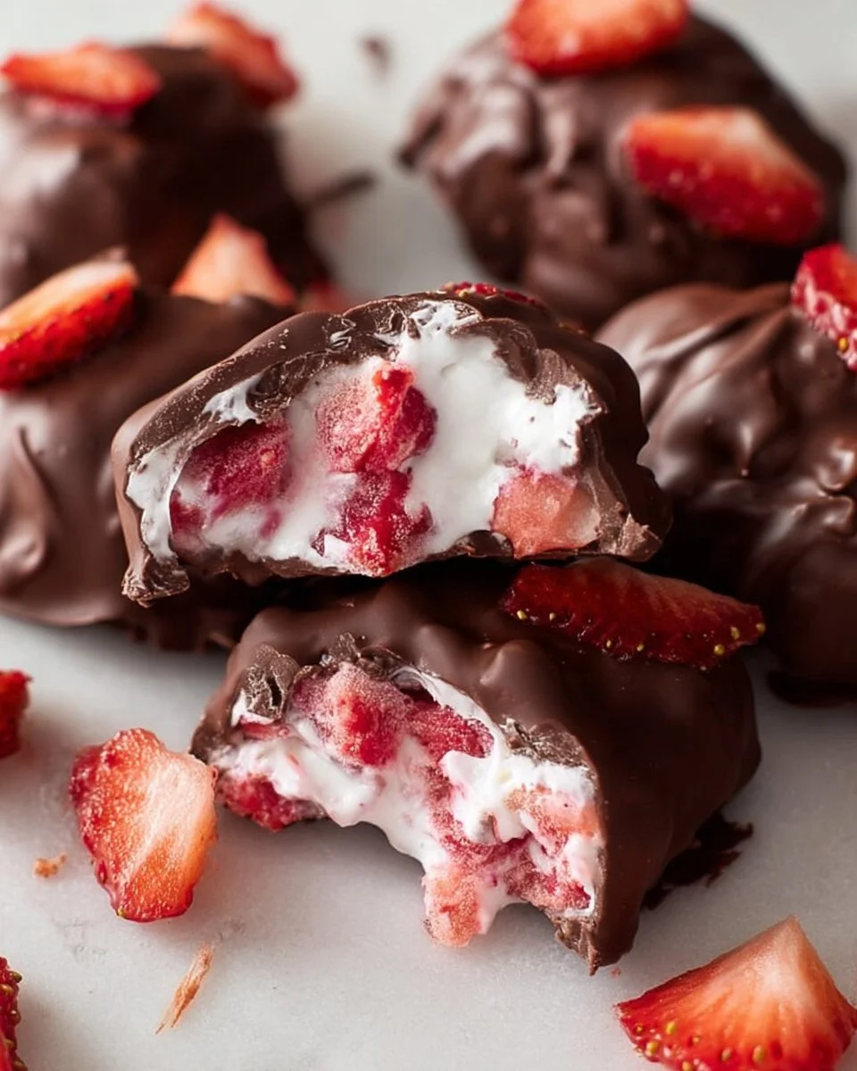 Chocolate Strawberry Yogurt Clusters - a delicious homemade treat.