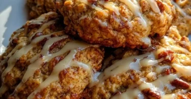 Cottage Cheese Cinnamon Roll Breakfast Cookies on a plate