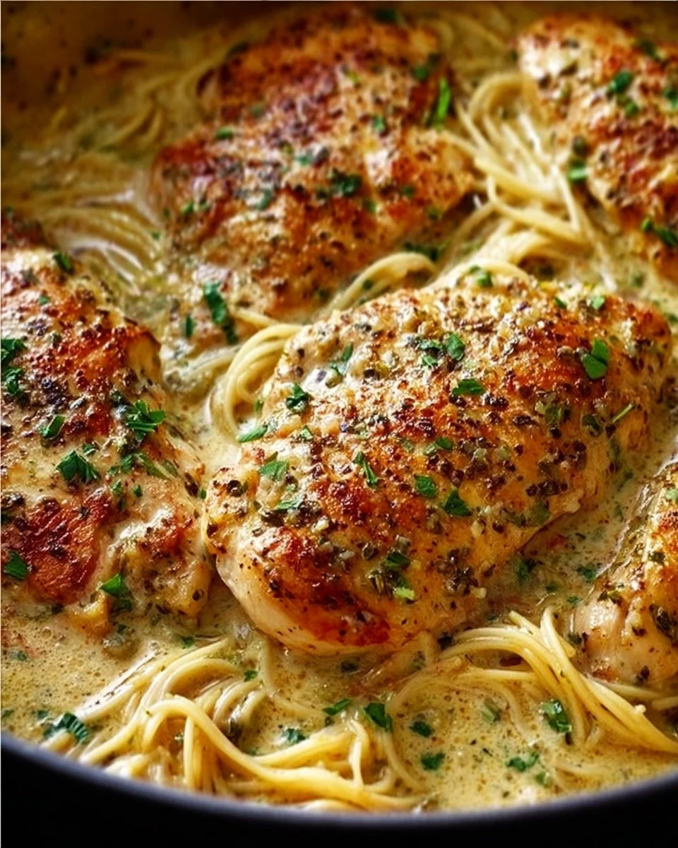Crock Pot Angel Chicken dish served on a plate with herbs and rice.