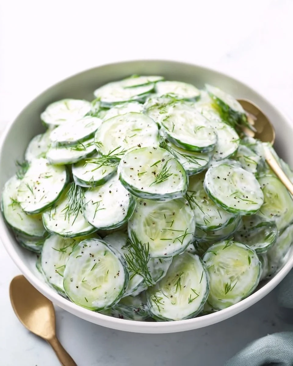 Fresh Cucumber Yogurt Salad served in a bowl