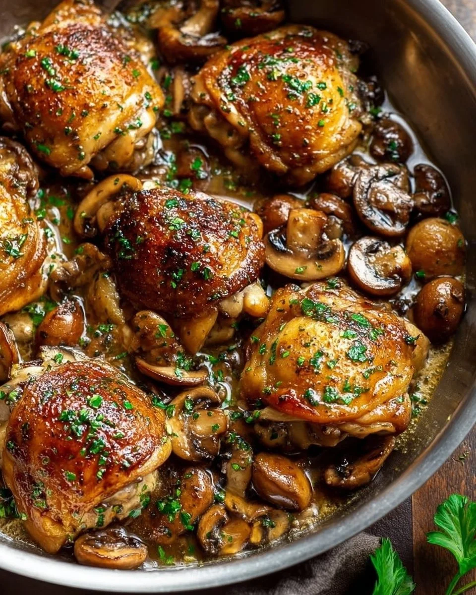 Delicious Garlic Mushroom Chicken Thighs