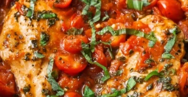 Healthy Chicken Pomodoro Skillet with fresh ingredients and vibrant colors