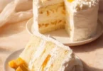 Deliciously fluffy Mango Cream Chiffon Cake with vibrant mango cream topping
