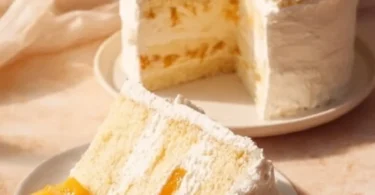 Deliciously fluffy Mango Cream Chiffon Cake with vibrant mango cream topping