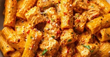 Delicious Marry Me Chicken Pasta served with fresh herbs on a plate