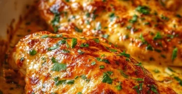 Delicious melt in your mouth chicken served on a plate with herbs