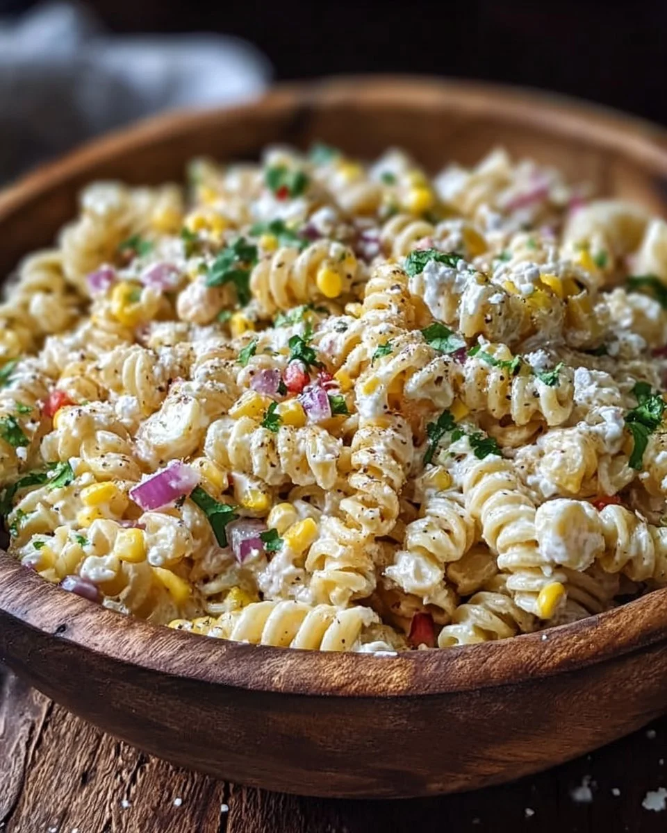 Delicious Mexican Street Corn Pasta Salad served in a bowl