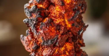 Oven baked chicken al pastor served with fresh ingredients and spices