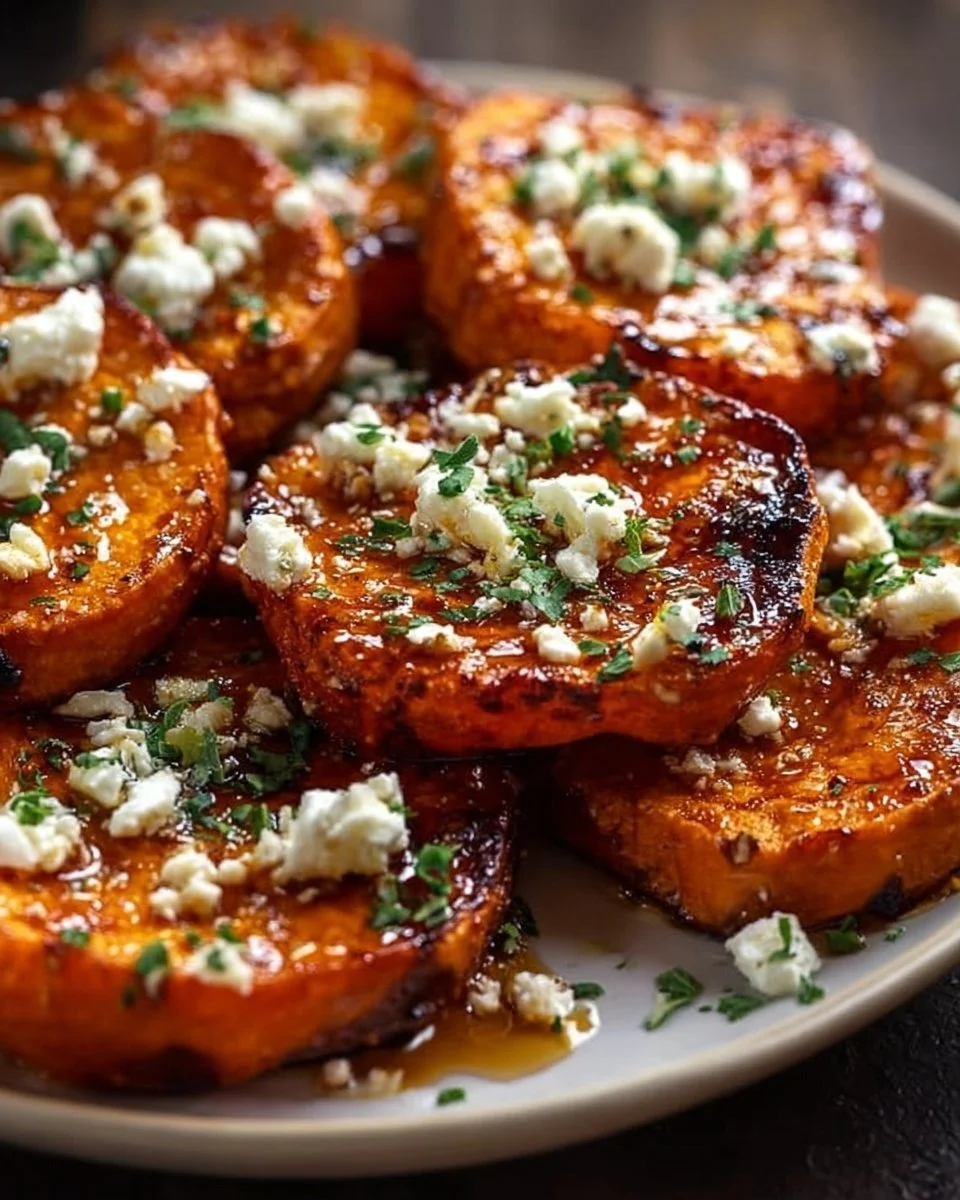 Roasted Sweet Potato Rounds with Honey & Feta