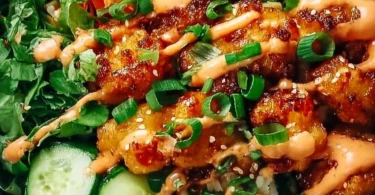 Delicious Bang Bang Chicken Bowl with vibrant ingredients served in a bowl