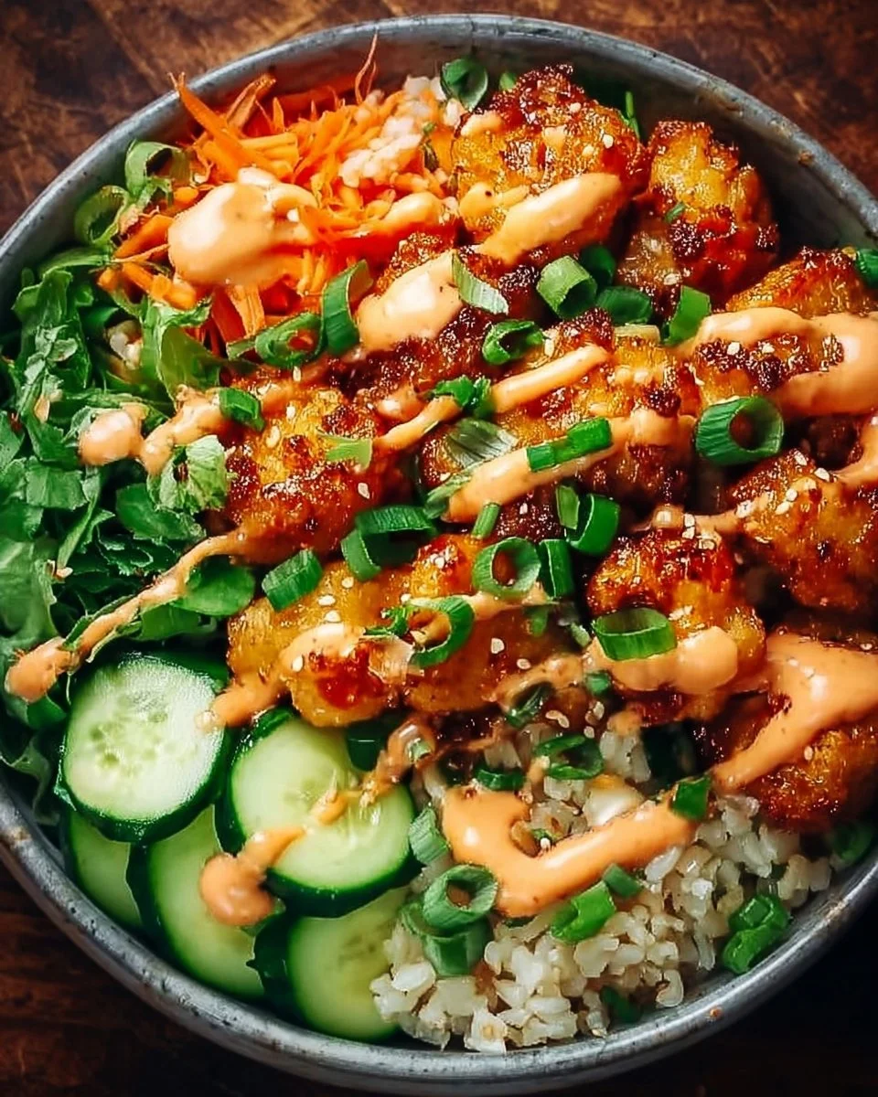 Delicious Bang Bang Chicken Bowl with vibrant ingredients served in a bowl