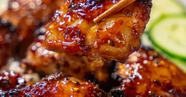 Sticky sweet chili chicken thighs cooked in an air fryer